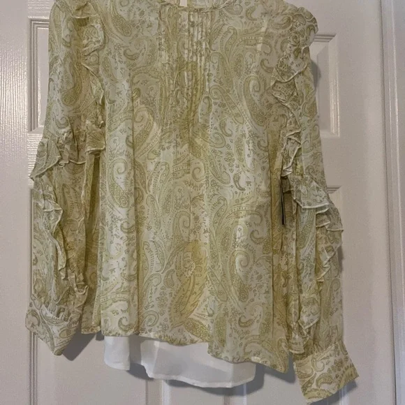 Lucky Brand Womens ruffle blouse with paisley print - M - Picture 9 of 9